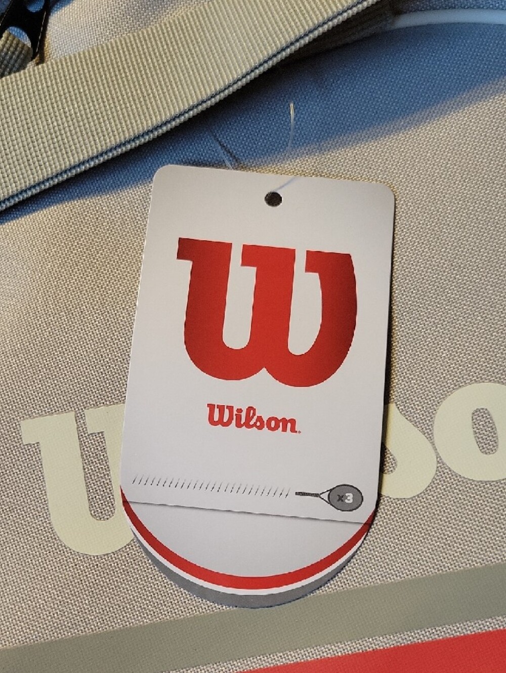 Wilson Light Gray Duffel Bag with Red Stripe - Picture 2 of 12